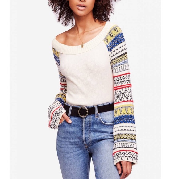 Free People Tops - Free People Fairground Striped Sleeve Top XS NWT